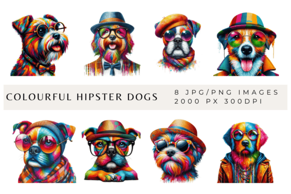 Download Colourful Hipster Dogs - Dog Collection