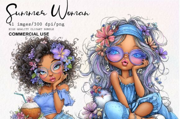 Download Whimsical Summer Woman Clipart - Woman Collection