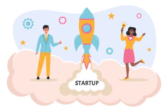 Download Startup Rocket Launch by Man and Woman - Woman Collection